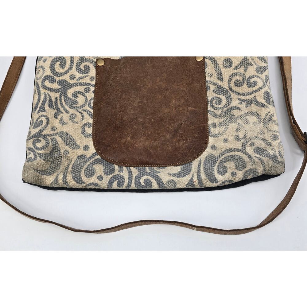 Myra Bag Tapestry & Leather Crossbody Shoulder Bag | Boho Western Rustic - Picture 5 of 5